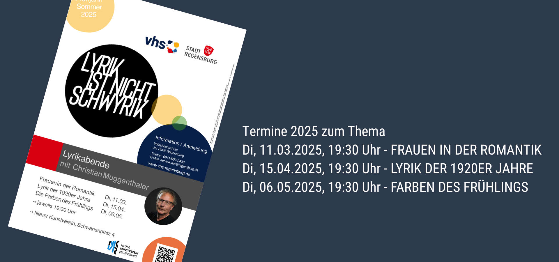 Lyrik ist nicht schwyrik - Lyrikabende mit Christian Muggenthaler